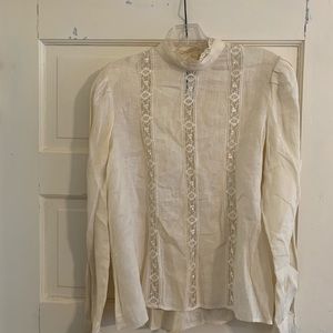 Vintage Irish linen and lace blouse